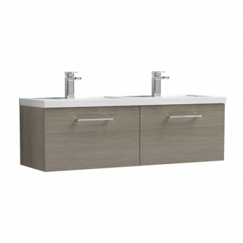 Arno Twin Woodgrain 1200mm 2-Drawer Wall Hung Vanity Unit