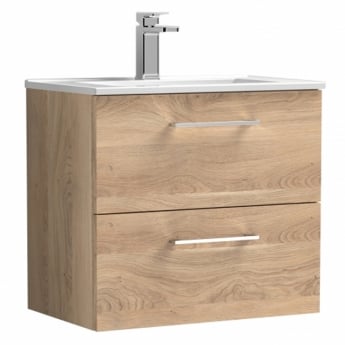 Arno Woodgrain 600mm 2-Drawer Wall Hung Vanity Unit