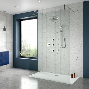 Nuie Arvan Thermostatic Concealed Mixer Shower with Shower Kit + Fixed Head Stop Tap and Body Jet