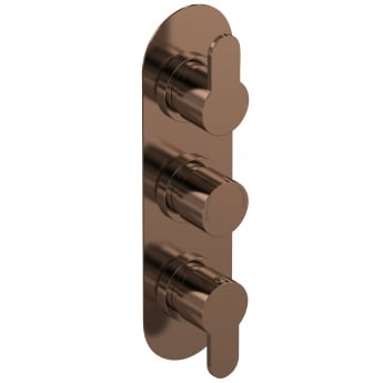 Nuie Arvan Thermostatic Concealed Shower Valve Triple Handle - Brushed Bronze