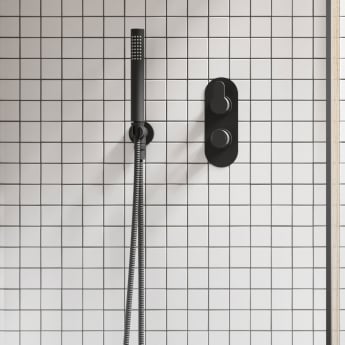 Nuie Arvan Thermostatic Concealed Shower Valve with Diverter Dual Handle - Matt Black