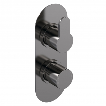 Nuie Arvan Thermostatic Concealed Shower Valve Dual Handle - Brushed Pewter