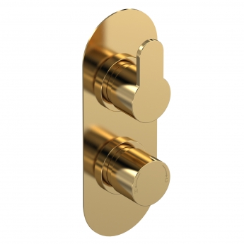 Nuie Arvan Thermostatic Concealed Shower Valve Dual Handle - Brushed Brass