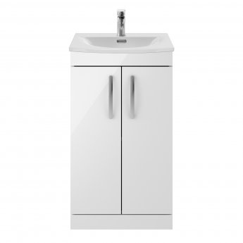 Nuie Athena Floor Standing 2-Door Vanity Unit with Basin-4 500mm Wide - Gloss White