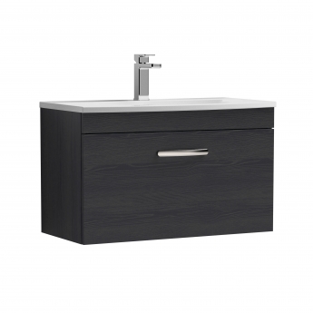 Nuie Athena Wall Hung 1-Drawer Vanity Unit with Basin-4 800mm Wide - Charcoal Black