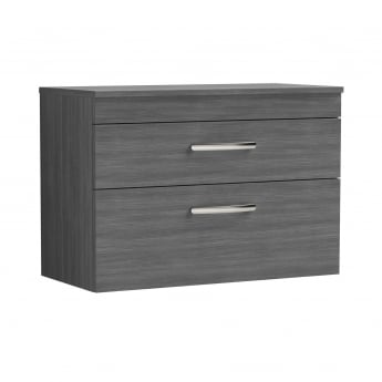 Nuie Athena Wall Hung 2-Drawer Vanity Unit and Worktop 800mm Wide - Anthracite Woodgrain