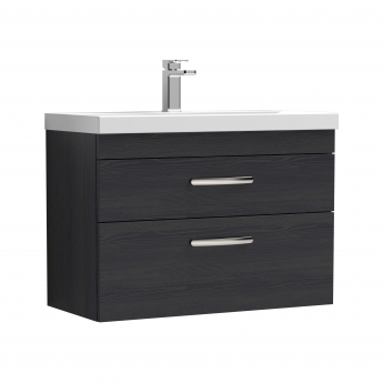 Nuie Athena Wall Hung 2-Drawer Vanity Unit with Basin-3 800mm Wide - Charcoal Black