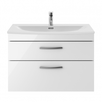 Nuie Athena Wall Hung 2-Drawer Vanity Unit with Basin-4 800mm Wide - Gloss White