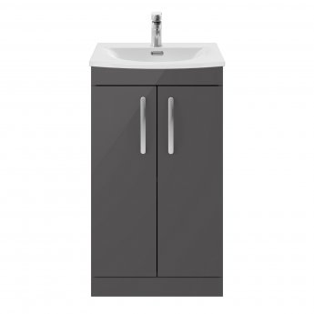 Nuie Athena Floor Standing 2-Door Vanity Unit with Basin-4 500mm Wide - Gloss Grey