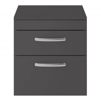 Nuie Athena Wall Hung 2-Drawer Vanity Unit and Worktop 500mm Wide Gloss Grey