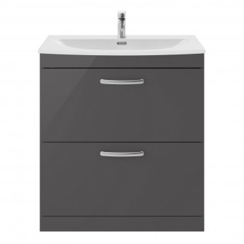 Nuie Athena Floor Standing 2-Drawer Vanity Unit with Basin-4 800mm Wide - Gloss Grey