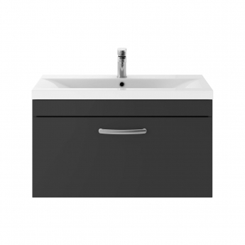 Nuie Athena Wall Hung 1-Drawer Vanity Unit with Basin-1 800mm Wide - Gloss Grey