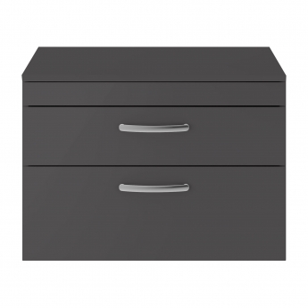 Nuie Athena Wall Hung 2-Drawer Vanity Unit and Worktop 800mm Wide - Gloss Grey