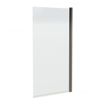 Nuie Brushed Pewter Square Top Hinged Bath Screen 1430mm H x 790mm W - 6mm Glass