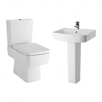 Nuie Bliss Bathroom Suite Close Coupled Toilet and Basin 600mm - 1 Tap Hole