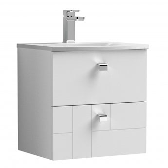 Nuie Blocks Wall Hung 2-Drawer Vanity Unit with Basin-4 500mm Wide - Satin White