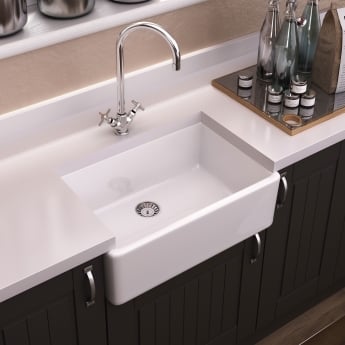 Nuie Butler Fireclay Kitchen Sink 1.0 Bowl 595mm L x 450mm W - White