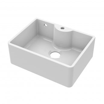 Nuie Butler Fireclay Kitchen Sink with TL and Overflow 1.0 Bowl 595mm L x 450mm W - 1 Tap Hole