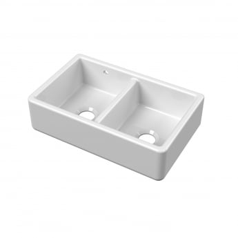 Nuie Butler Thick Edged Kitchen Sink with Overflow 2.0 Bowl 795mm L x 500mm W - White