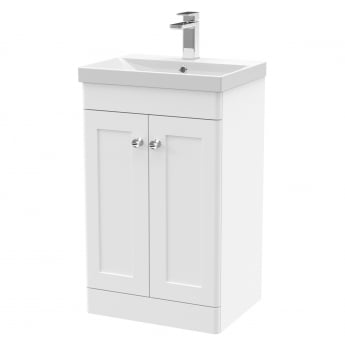 Nuie Classique Floor Standing 2-Door Vanity Unit with Basin-3 500mm Wide - Satin White