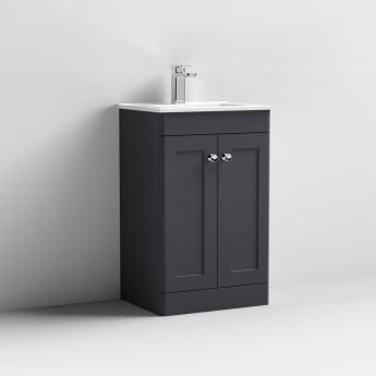 Nuie Classique Floor Standing 2-Door Vanity Unit with Basin-2 500mm Wide - Satin Anthracite