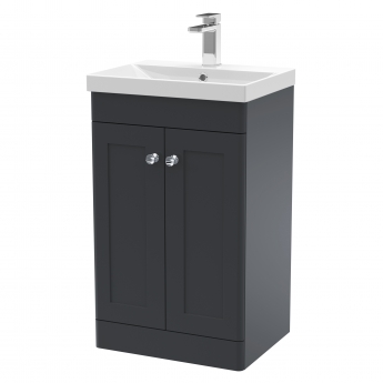 Nuie Classique Floor Standing 2-Door Vanity Unit with Basin-3 500mm Wide - Satin Anthracite