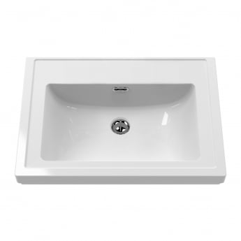 Nuie Classique Floor Standing 2-Door Vanity Unit with Basin 500mm Wide Satin White - 0 Tap Hole