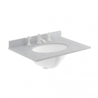 Nuie Classique Floor Standing 2-Door Vanity Unit with 3TH Grey Marble Top Basin 600mm Wide - Satin Anthracite