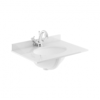 Nuie Classique Floor Standing 2-Door Vanity Unit with 1TH White Round Marble Top Basin 600mm Wide - Satin Grey