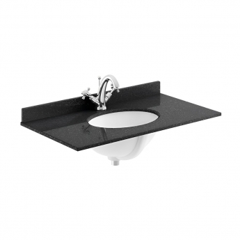 Nuie Classique Floor Standing 2-Door Vanity Unit with 1TH Black Marble Top Basin 800mm Wide - Satin Anthracite