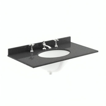 Nuie Classique Floor Standing 2-Door Vanity Unit with 3TH Black Marble Top Basin 800mm Wide - Satin Grey