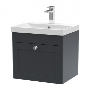 Nuie Classique Wall Hung 1-Drawer Vanity Unit with Basin-3 500mm Wide - Satin Anthracite