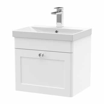 Nuie Classique Wall Hung 1-Drawer Vanity Unit with Basin-3 500mm Wide - Satin White