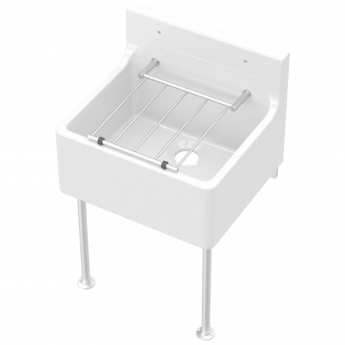 Nuie Cleaner Fireclay Kitchen Sink with Leg and Bracket 455mm L x 396mm W - White