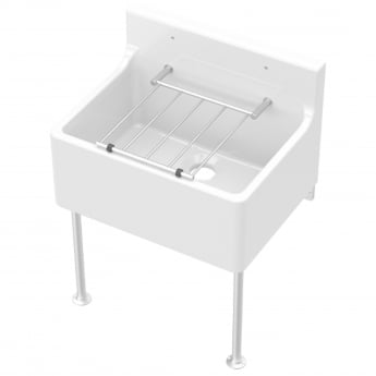 Nuie Cleaner Fireclay Kitchen Sink with Leg and Bracket 515mm L - White