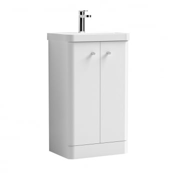 Nuie Core Floor Standing 2-Door Vanity Unit with Thin Edge Basin 500mm Wide - Gloss White