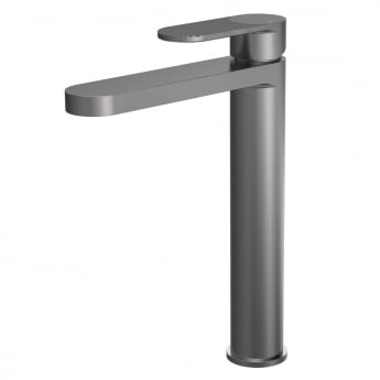 Nuie Cyprus Fluted Tall Mono Basin Mixer Tap - Brushed Pewter