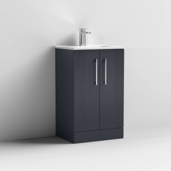 Nuie Deco Floor Standing 2-Door Vanity Unit with Basin-2 500mm Wide - Satin Anthracite