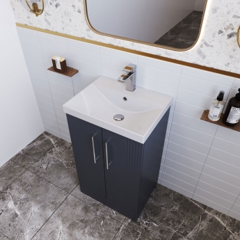 Nuie Deco Floor Standing 2-Door Vanity Unit with Basin-3 500mm Wide - Satin Grey