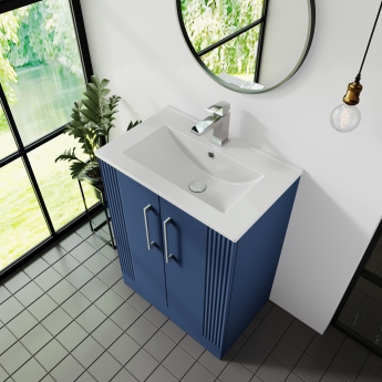 Nuie Deco Floor Standing 2-Door Vanity Unit with Basin-2 600mm Wide - Satin Grey