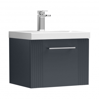 Nuie Deco Wall Hung 1-Drawer Vanity Unit with Basin-3 500mm Wide - Satin Anthracite