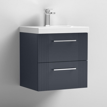 Nuie Deco Wall Hung 2-Drawer Vanity Unit with Basin-1 500mm Wide - Satin Anthracite