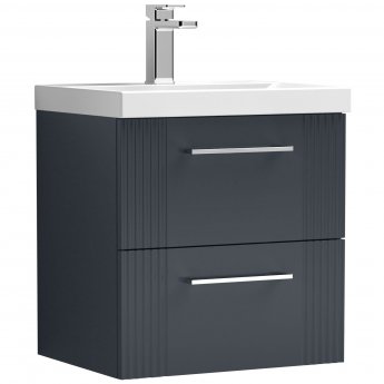 Nuie Deco Wall Hung 2-Drawer Vanity Unit with Basin-1 500mm Wide - Satin Anthracite