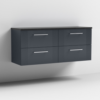 Nuie Deco Wall Hung 4-Drawer Vanity Unit with Sparkling Black Worktop 1200mm Wide - Satin Anthracite