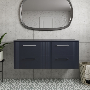 Nuie Deco Wall Hung 4-Drawer Vanity Unit with Worktop 1200mm Wide - Satin Anthracite