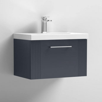 Nuie Deco Wall Hung 1-Drawer Vanity Unit with Basin-1 600mm Wide - Satin Anthracite