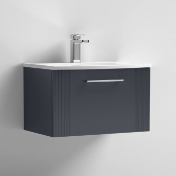 Nuie Deco Wall Hung 1-Drawer Vanity Unit with Basin-4 600mm Wide - Satin Anthracite