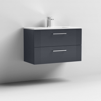 Nuie Deco Wall Hung 2-Drawer Vanity Unit with Basin-2 800mm Wide - Satin Anthracite