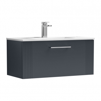 Nuie Deco Wall Hung 1-Drawer Vanity Unit with Basin-2 800mm Wide - Satin Anthracite