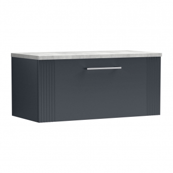 Nuie Deco Wall Hung 1-Drawer Vanity Unit with Bellato Grey Worktop 800mm Wide - Satin Anthracite